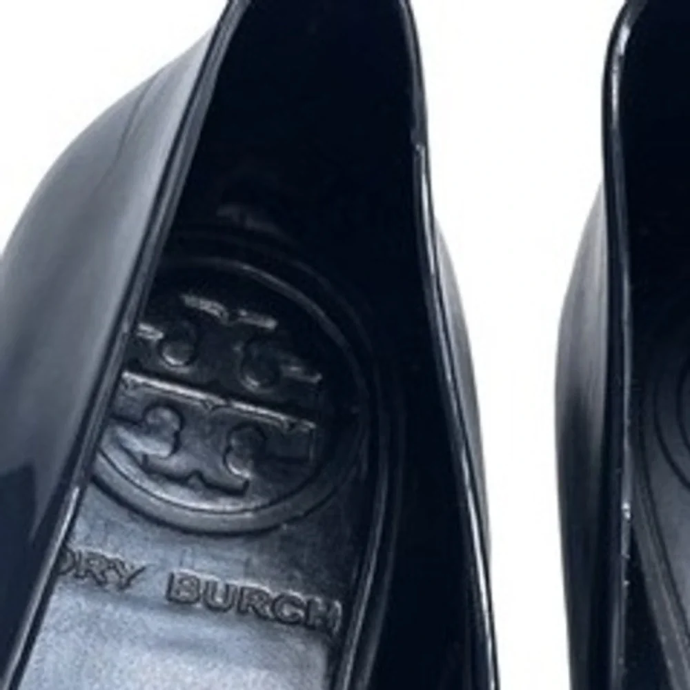 Tory Burch Black Jelly Ballet Flats Embellished Round Toe‎ Women's Shoes